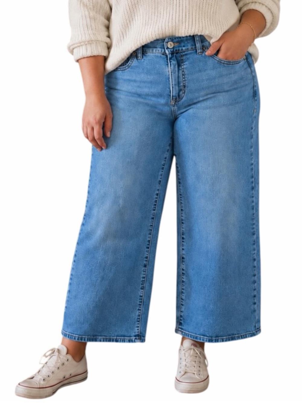 Torrid 10 Bombshell Wide Leg Ankle Crop Elastic Waist Jeans Contemporary Chic